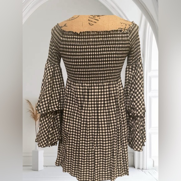 Smocked Top Ruffled Layered Sleeved Mini Dress - Picture 2 of 9